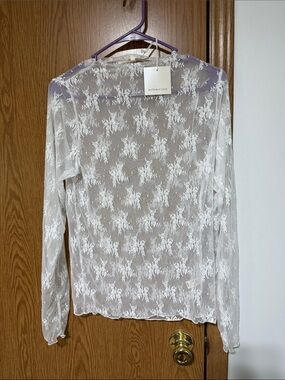 Willow sheer white long-sleeve lace top